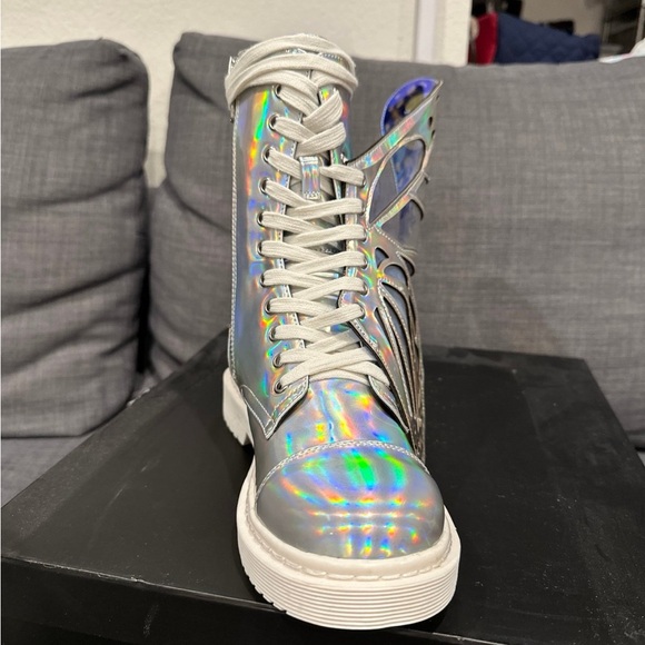Dolls kill Club exx holographic butterfly boots - Picture 9 of 11